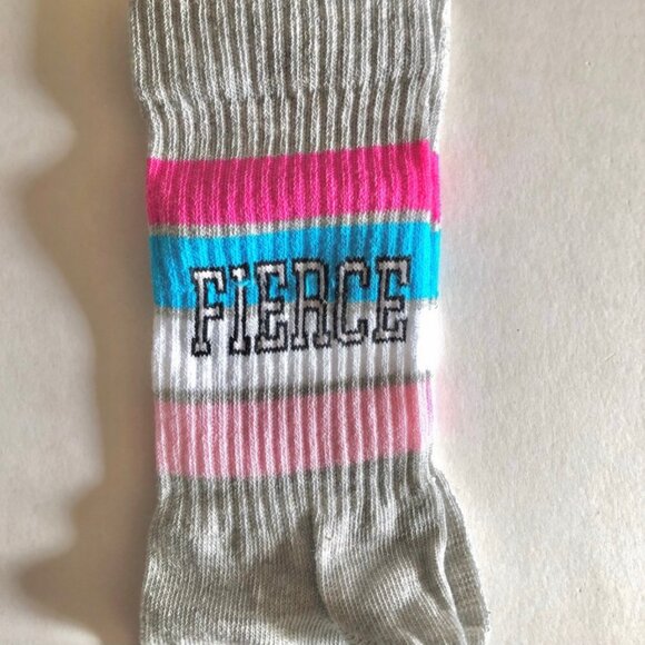 Pink Pop Art Lips Crew Socks 80s Style - Picture 4 of 4